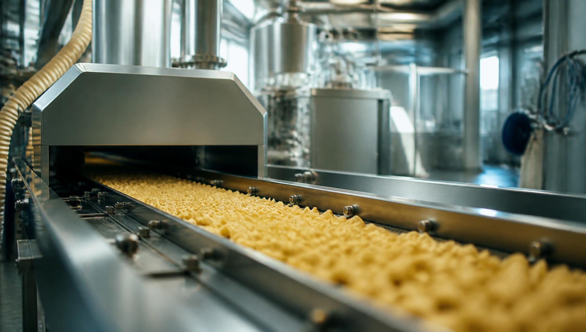 Production line inside a modern European food manufacturing facility